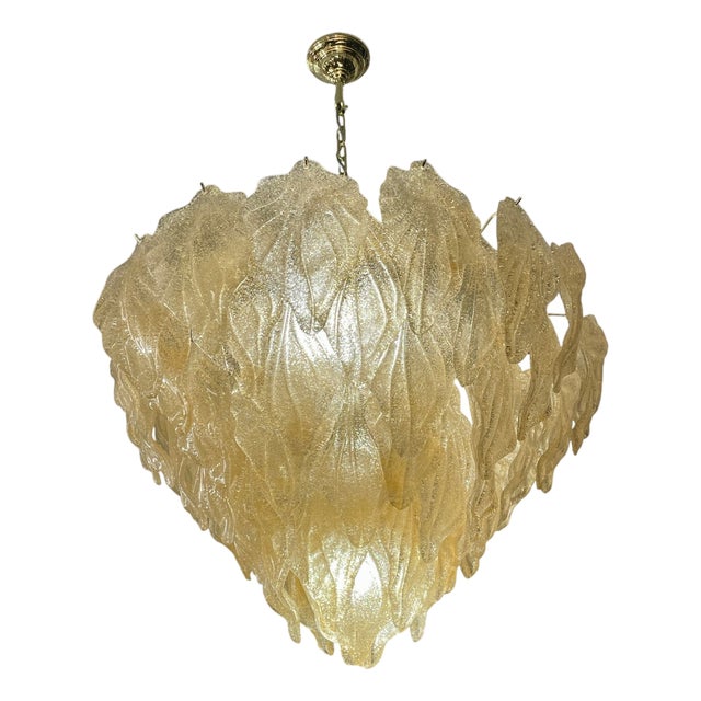 Murano Glass Waterfall Gold Leaf Lamp, 1970s For Sale