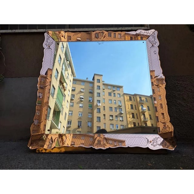 Vintage Mirror in Pink Glass by Gio Ponti, 1950s For Sale - Image 3 of 8