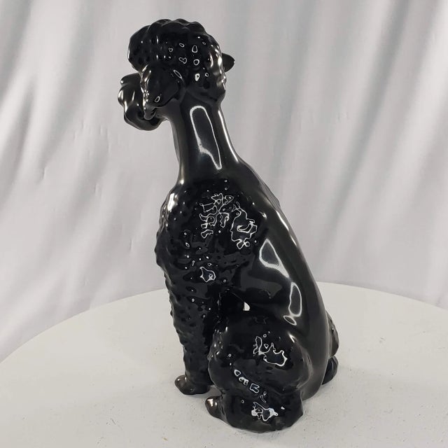 Mid 20th Century Hutschenreuther Black Poodle Figurine Sitting Hans Achtziger Germany Vintage For Sale - Image 11 of 12