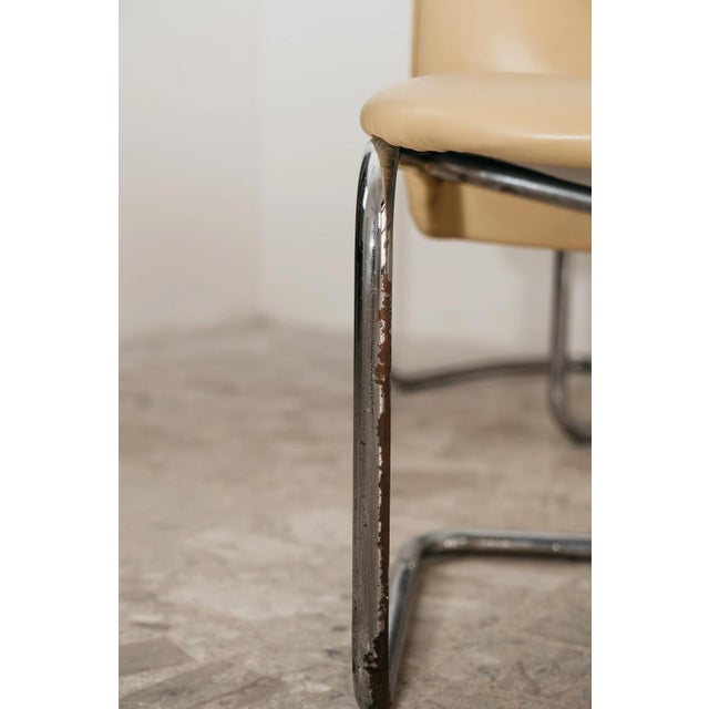 Metal Vintage Cantilever Chairs in Chromed Steel and Faux Leather, 1970s, Set of 6 For Sale - Image 7 of 9
