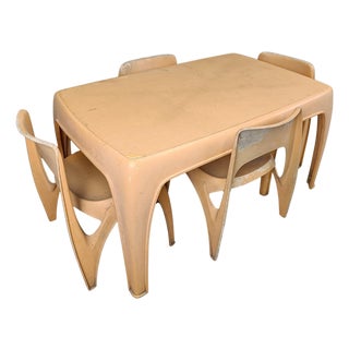 German Dining Set with Fiberglass by Preben Fabricius for Interplast, 1970s, Set of 5 For Sale