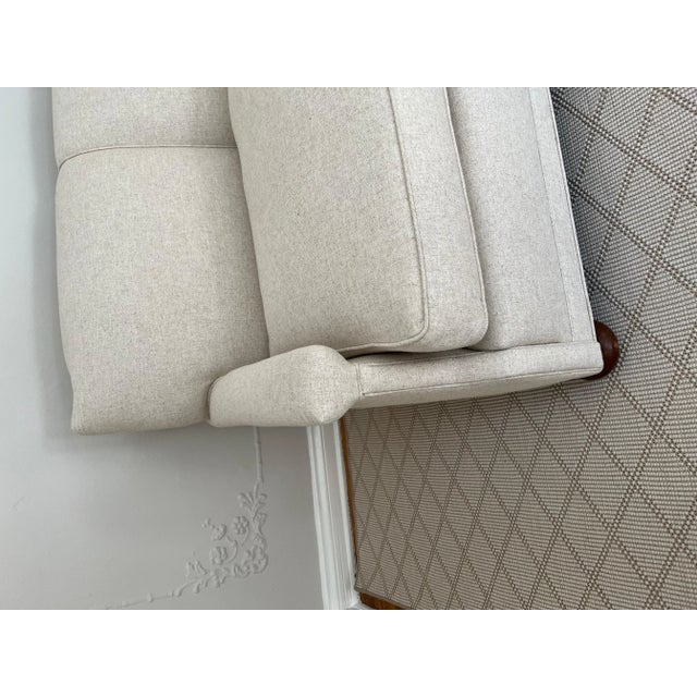 Sofa in Linen and Down Upholstery and Bun Feet For Sale - Image 9 of 11