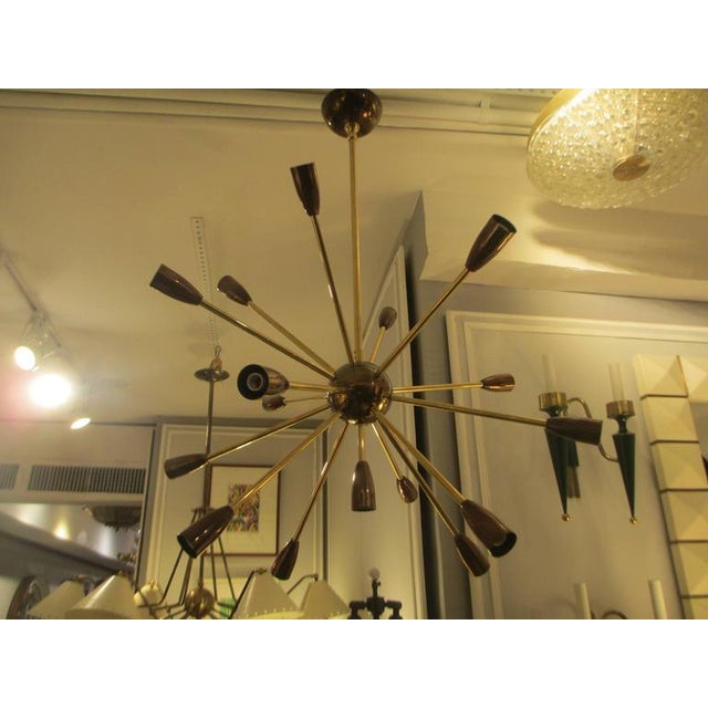 Bespoke Brass and Copper Sputnik Chandelier With 14 Arms For Sale - Image 4 of 7