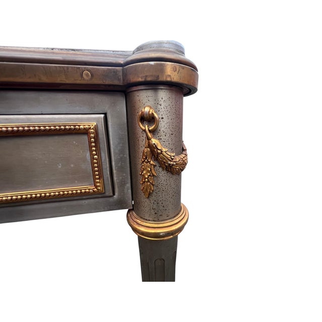 Mid 20th Century Attributed to John Vesey Stainless Steel & Bronze Neoclassical Desk For Sale - Image 15 of 18