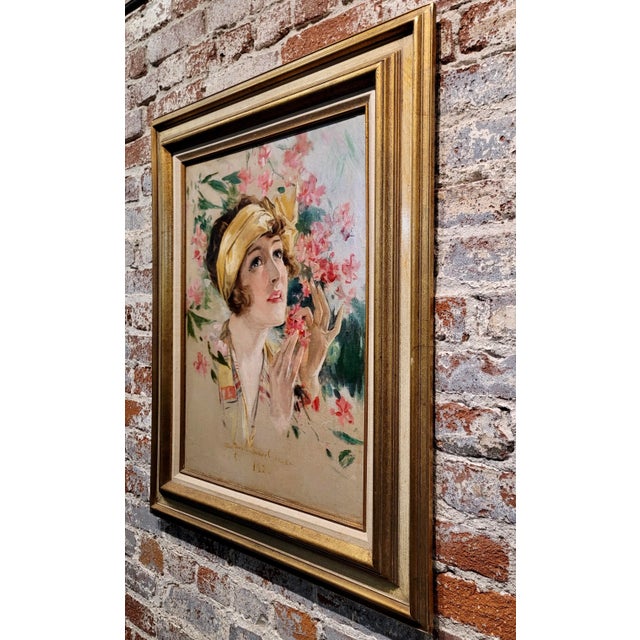 Textile Howard Chandler Christy-1925 Portrait of Actress Dorothy Knapp-Oil Painting For Sale - Image 7 of 8