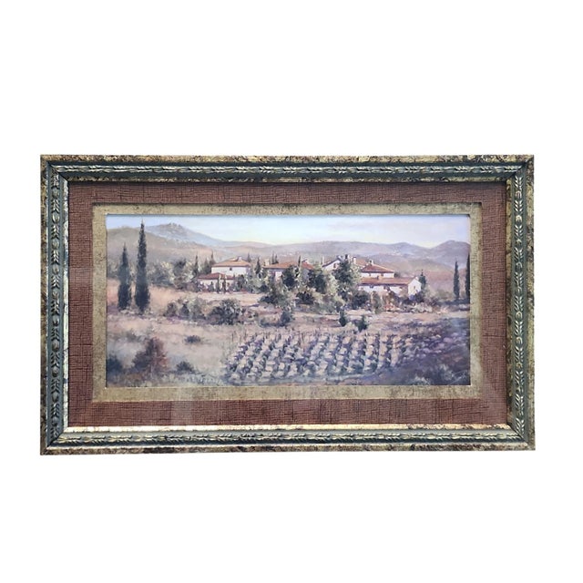 Lovey vintage Joe Sambatoro Tuscan landscape print, beautifull triple matted in rustic frame. Reproduction print of his...