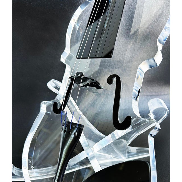 Custom-Made Lucite Violin Sculpture on Stand Signed and Numbered Limited Edition #1/10 For Sale - Image 12 of 13