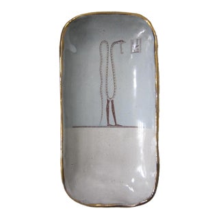 Vintage Signed Art Pottery Pin Tray For Sale