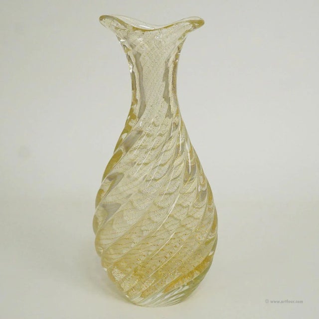Flavio Poli for Seguso Vetri d'Arte Vase Incrociato Oro 1949 For Sale - Image 6 of 9