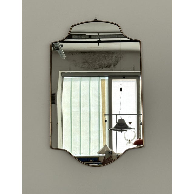 Large Mid-Century Italian Wall Mirror with Brass Frame, 1970s For Sale - Image 11 of 17