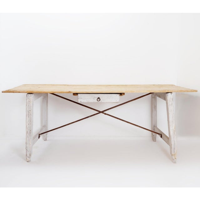 Large Wood Farmhouse Table, 1950s For Sale - Image 16 of 16