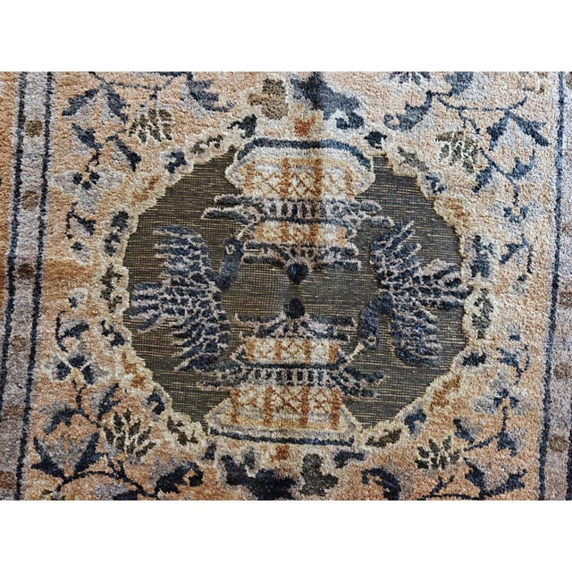 1980s 1980s Gray Cloud Band Classical Motif Medallion Vintage Chinese Silk Small Rug For Sale - Image 5 of 9