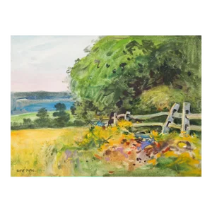 Vintage 1922 New Jersey Landscape Watercolor Painting by Egbert Cadmus