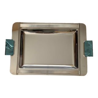 1930s French Art Deco Stainless Greco Serving Tray by Couzon For Sale