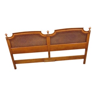 Mid 20th Century Louis XV Fruitwood Caned King Size Headboard For Sale