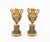 Pair of Louis XVI Style Ormolu Bronze Cassolette Candlesticks, each urn form with two serpent form handles above fluted...