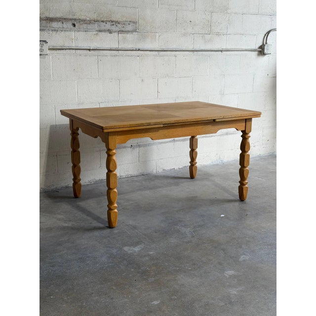 Vintage Danish Oak Expandable Dining Table by Henning Kjærnulf Draw Leaf Table MCM For Sale - Image 10 of 10