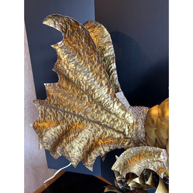 Gold Large Vintage C1970s Brutalist Illuminated Brass Gold Fish Sculpture Attributed to Henri Fernandez For Sale - Image 8 of 12