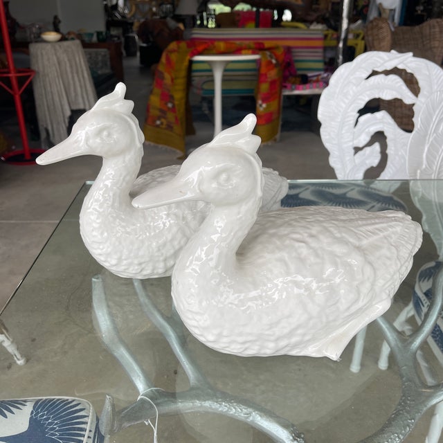 Traditional Pair of Mid 20th Century Blanc De Chine Ducks by Este Ceramiche for Tiffany and Co For Sale - Image 3 of 9