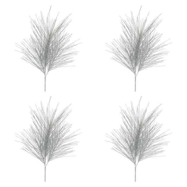 Rustic Glittered Pine Spray (Set of 4) For Sale - Image 3 of 3