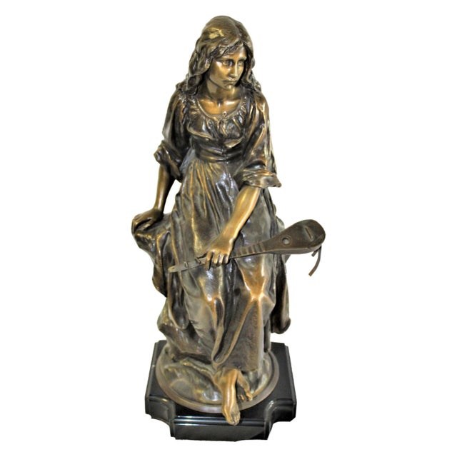 19 Th century Lady Bronze with mandolin Signed For Sale - Image 15 of 18