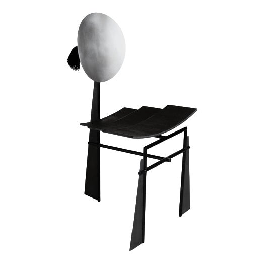 Tsukimi Chair Japanese Moon Celebration in Metal and Wood by Frederic Gaillard For Sale