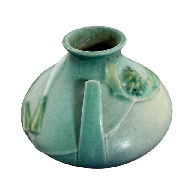 Roseville Pottery 1937 "Thornapple" Squat Two-Handled Vase by Roseville For Sale - Image 4 of 13