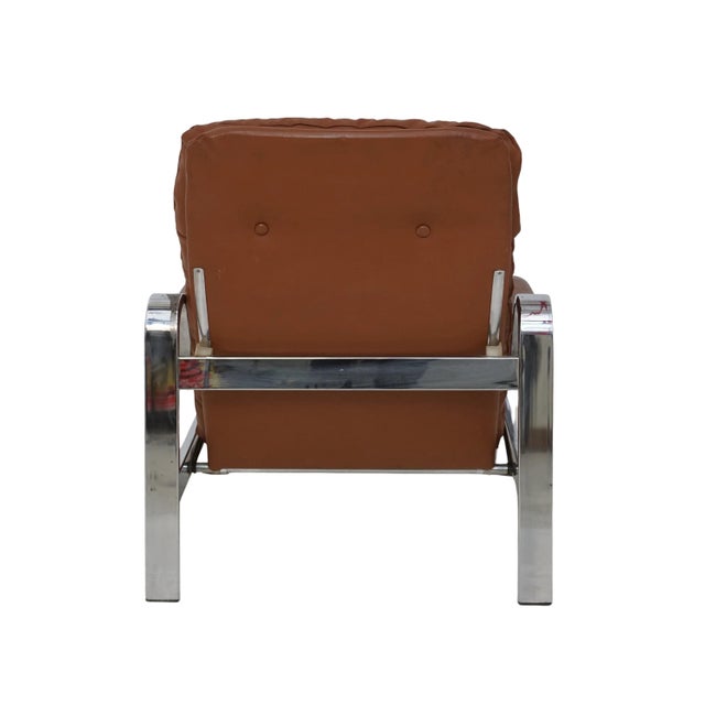 Tufted Vinyl & Chrome Recliner For Sale In Philadelphia - Image 6 of 9