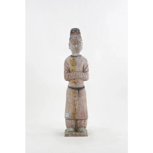 Chinese Civil Official Pottery Figurine, Late Han Dynasty to Early Eastern Han Dynasty For Sale - Image 9 of 10
