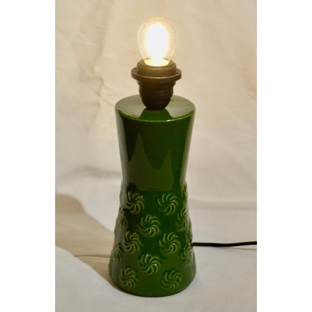 Ceramic Dark Green Secle Lamp For Sale - Image 7 of 10