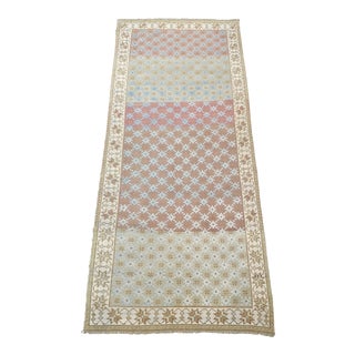 Vintage Turkish Floral Oushak Runner Rug For Sale