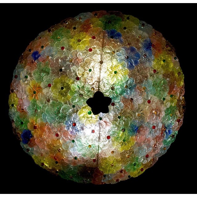 Murano Glass Flowers Basket Ceiling Light, 1950s For Sale - Image 4 of 15
