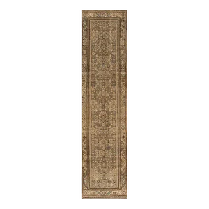 1920s Vintage Persian Malayer Handmade Tan Tribal Wool Runner