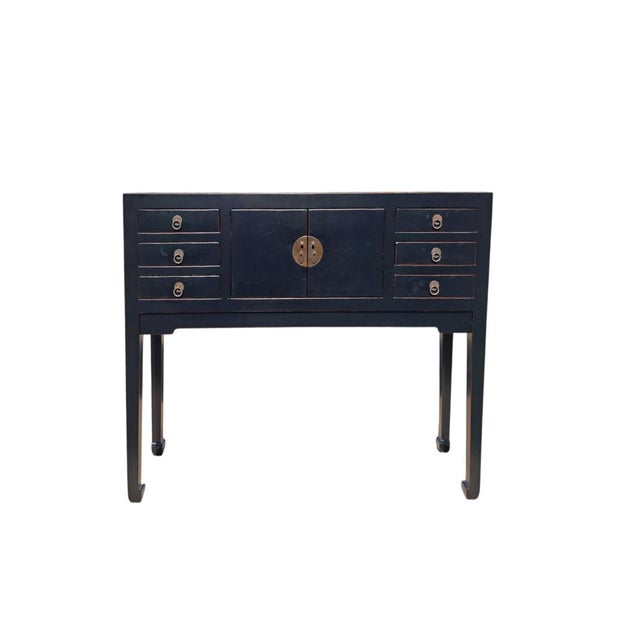 Wood 37" Long Antique Multi-Storage Console Table For Sale - Image 7 of 7