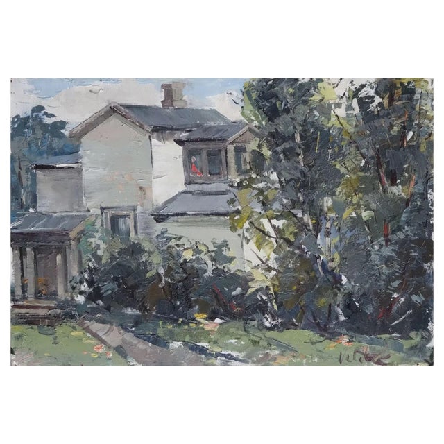 Harijs Veldre, Summerhouse, Oil on Cardboard, 1960s For Sale