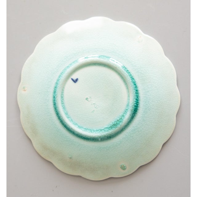 Late 19th Century 19th Century Swedish Rörstrand Majolica Turquoise Chestnut Leaf Plate For Sale - Image 5 of 6