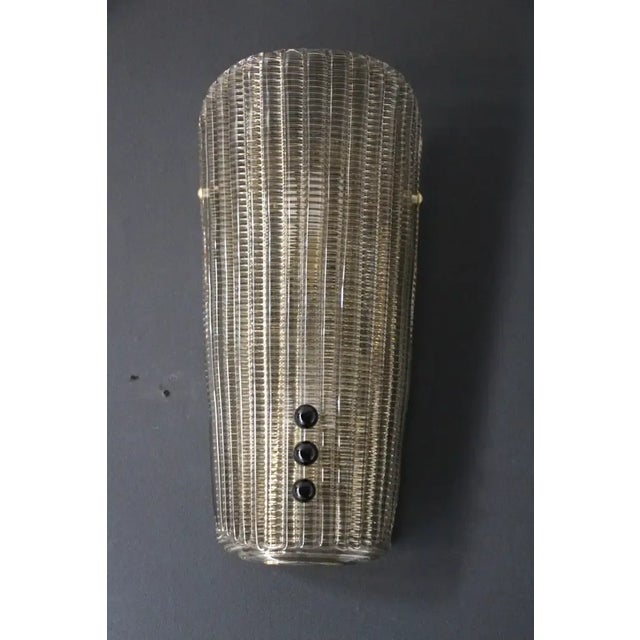 Textured Smoked Murano Glass Sconces with Little Black Glass Pearls, 1980s, Set of 2 For Sale - Image 9 of 10