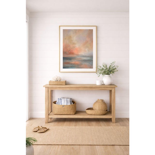 Contemporary Abstract Coastal Sunset Seascape Wall Art, Ocean Horizon Landscape Print, Pastel Beach Art, 24″ × 36″ For Sale - Image 3 of 9