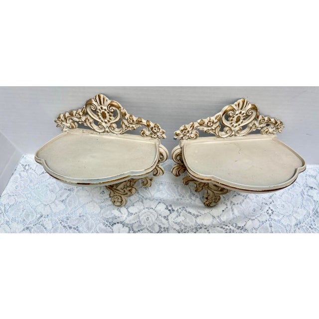 Midcentury Pair of Petite Decorative Wall Decor Shelves- Set of Two For Sale - Image 4 of 12