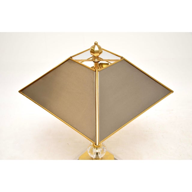Large Vintage Italian Brass, Glass, and Steel Table Lamp, 1970s For Sale - Image 4 of 9