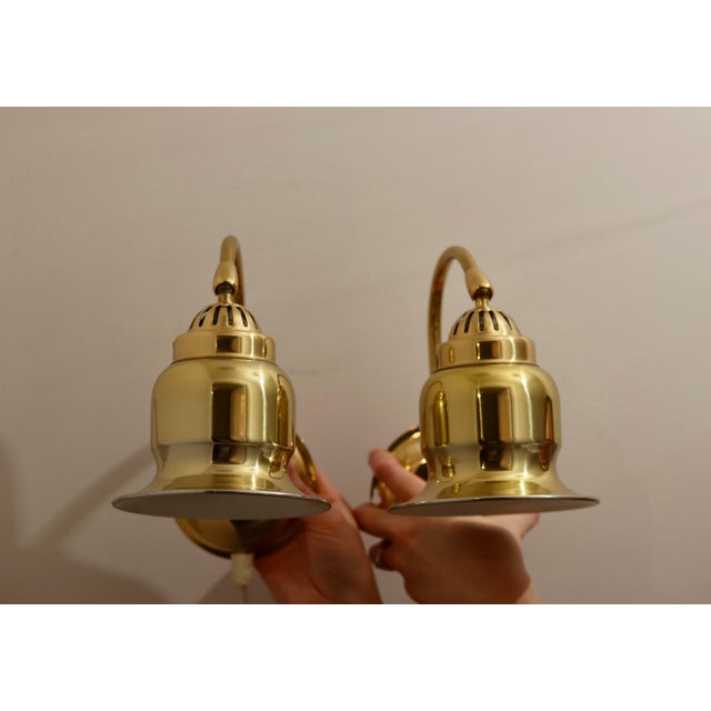 Vintage Swedish Brass Wall Lamps by Dahlquist and Johansson, 1960s, Set of 2 For Sale - Image 9 of 9