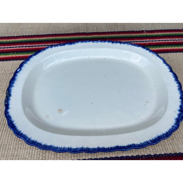 Antique Pearlware Blue Feather Edge Platter, Circa 1820’s For Sale - Image 9 of 12