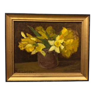 20th Century Oil Painting Daffodils For Sale