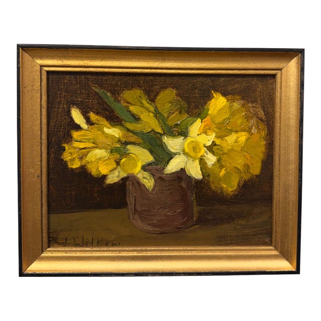 20th Century Oil Painting Daffodils For Sale