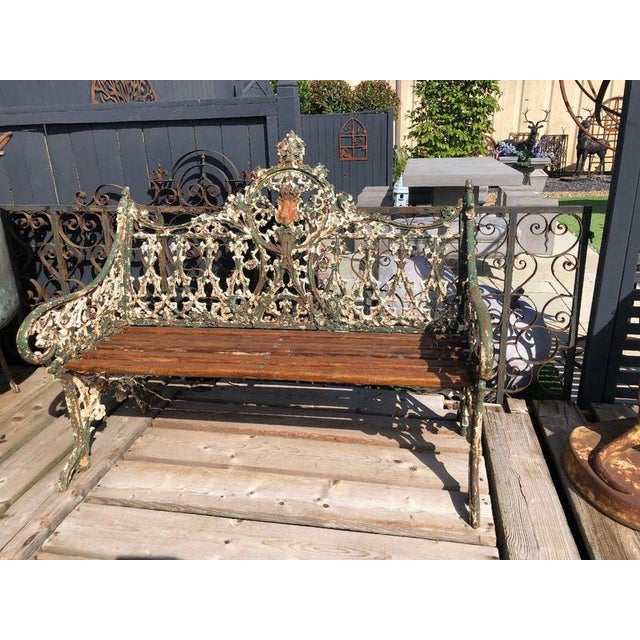 Gothic Revival Cast Iron Garden Bench with Registration from Coalbrookdale For Sale - Image 11 of 13