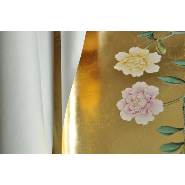 Design: Birds and flower Panel size: W36"*H96"/panel Material: Gilded-Paper, gold leaf ground color Panel quantity: 3...