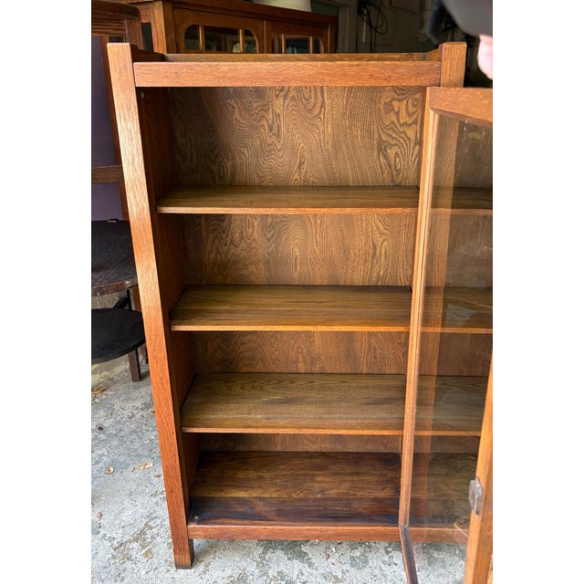 1910s Arts & Crafts Mission Oak Book Case or Cabinet For Sale - Image 11 of 11