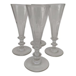 19th Century Glass Champagne Flutes, Set of 4 For Sale