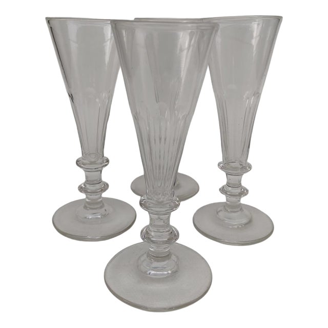 19th Century Glass Champagne Flutes, Set of 4 For Sale