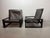 1970s Mid-Century Brutalist Black Leather Lounge Chairs by Atelier Sonja Wasseur, Netherlands, 1970s, Set of 2 For Sale - Image 5 of 10